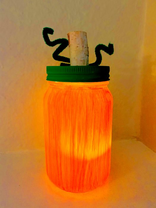 Halloween pumpkin mason jar