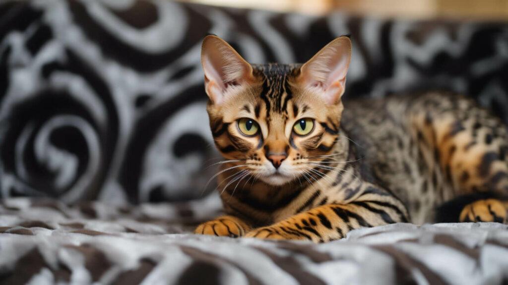 the colourful coat of bengal tabby cat