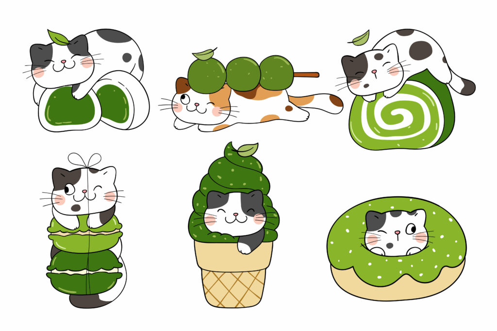 cats and matcha food