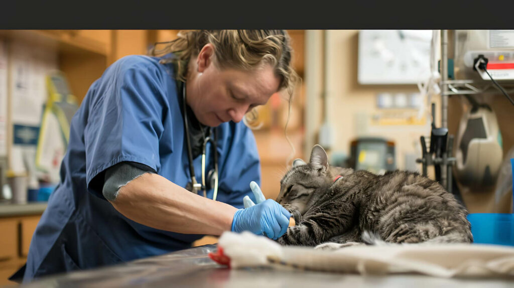 a cat at the veterinary